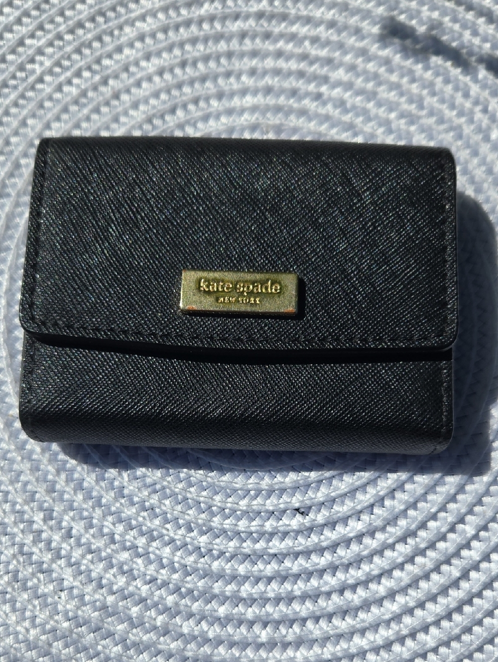 Kate Spade Holly Saffiano Leather Card Case Wallet - Black.            (BIN 005)